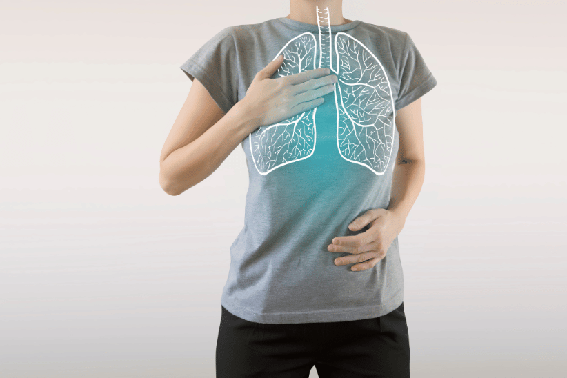 Woman Highlighting Lung Area