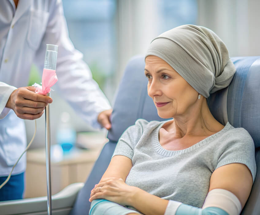 Woman Receiving Chemotherapy Treatment