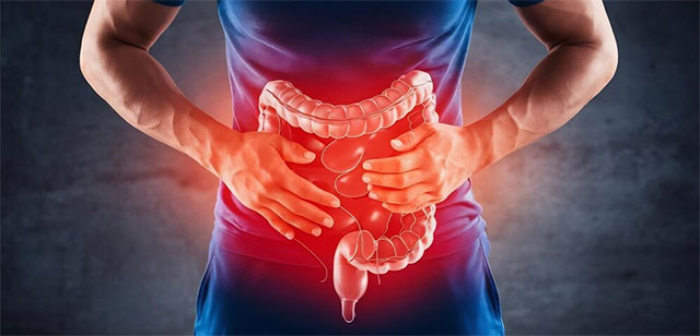 Intestinal pain and inflammation illustration